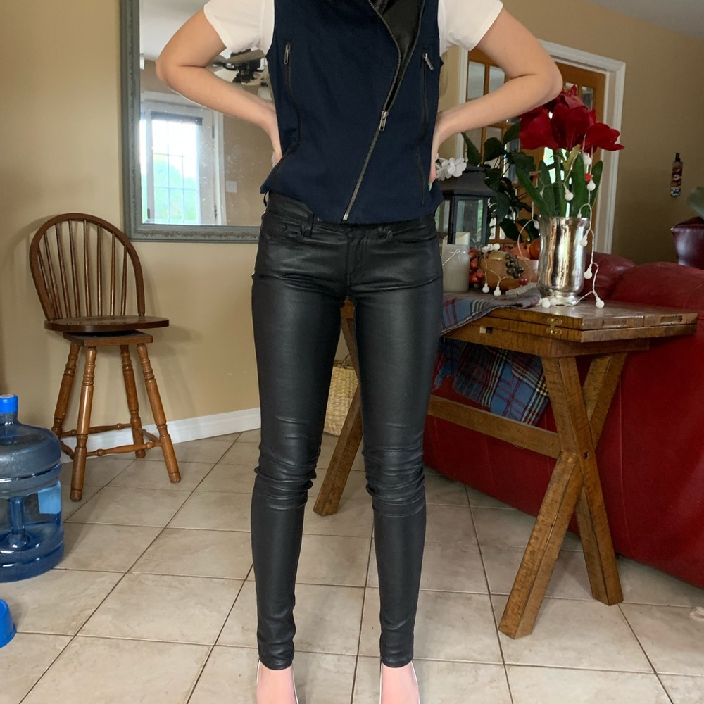 The Kooples 100% lambskin black leather leggings-size 26.EUC